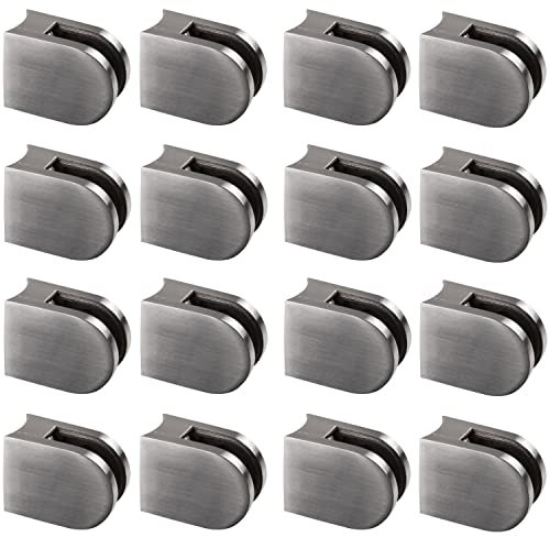 16x Edelstahl Glashalter halbrund für 6 mm Glas - Glasklemme rund für Rundrohre - Geländer Sicherung