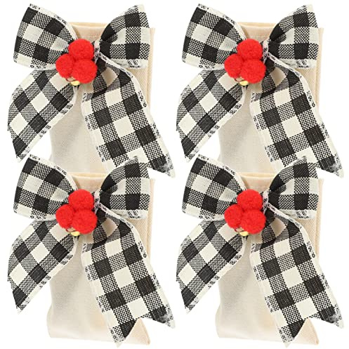 Cabilock 4 Pz Set Di Posate a Quadri Tasche Della Forchetta Di Natale Portautensili Da Matrimonio Borsa Per Utensili Borsa Per Stoviglie Delicato Contenitore Degli Attrezzi Biancheria