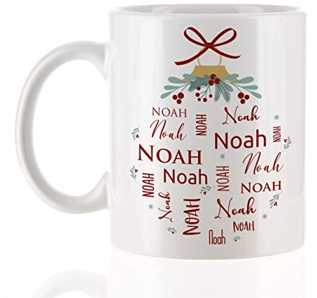 Herz & Heim® Personalisierte Tasse mit Namen/Kleinigkeit Geburtstag Weihnachtskugel aus Namen