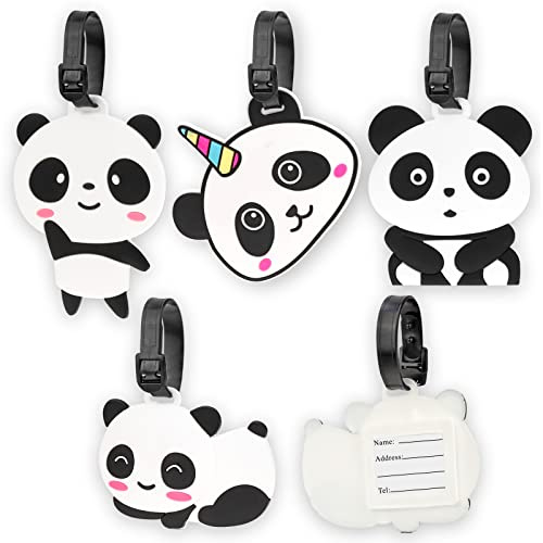 Etiquetas para Equipaje de PVC,4 Pcs Etiquetas Maletas Viaje Panda,Identificador Maletas Viaje,Bolso ID Tag,Mochilas Etiquetas,Etiqueta de la Maleta con Nombre y Dirección para Equipaje Facturado