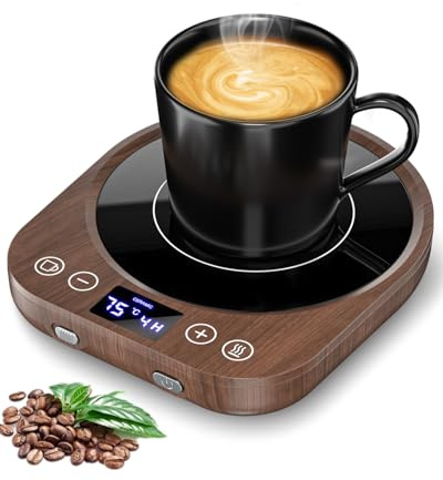 MQFORU Coffee Mug Warmer, Mug Warmer for Desk, Smart Cup Warmer with Gravity Sensor, 9 Temperature Settings, 1-9H Timing, 4H Auto Shut Off, Cup Warmer for Heating Coffee, Tea, Milk, Candle