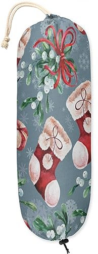 Christmas Stocking Snowflake Candy Plastic Bag Holder Wall Mount Plastic Bag Organizer Grocery Bag Storage Dispenser Washable Large Shopping Bags Carrier ​for Home Kitchen Travelling, 1 Pack