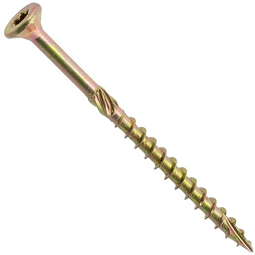 AERZETIX - Lot de 100 Vis à Bois Ø4x60 mm à Tête Fraisée - à Empreinte Étoile T20 - en Acier Zingué - Menuiserie Contreplaqué Aggloméré Mélaminé Terrasse Panneaux Chevrons Bastaings