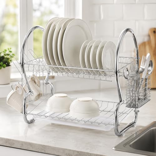 Savealot 2-Tier Dish Drainer Rack (silver)