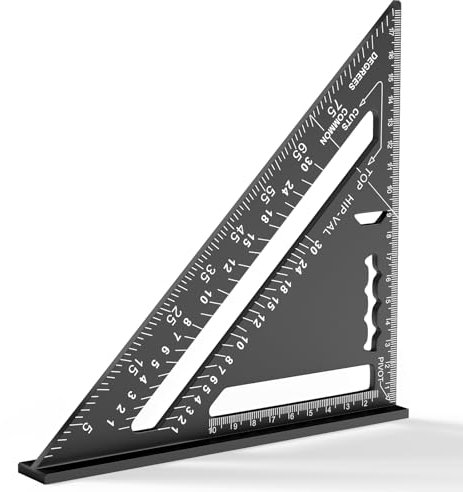 Relota 180MM Zimmermannswinkel, Metrisches Dreieckslineal aus Aluminium, 90 Grad Verdicktes Dreieck Winkelmesser, Hohe Präzision Schreinerwinkel für Zimmermann, Dachdecker, Ingenieur (Schwarz)