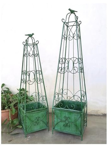 Rosen Obelisk Spalier, Gartenspalier für Kletterpflanzen im Freien für Töpfe, hohe Turmpflanze, Metallspalier für Weinreben, Blumenpflanzen, Weinreben, Unterstützung für Terrasse, Hof, Rasendekoration