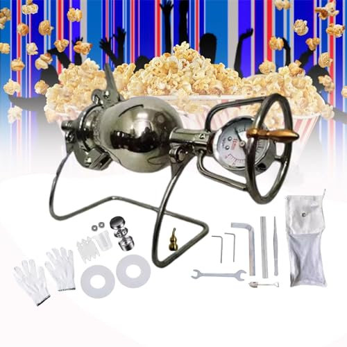 Wygwlg Alte Chinesische Popcornmaschine, Manuelle Kurbel-Edelstahl-professionelle Röst-Popcornmaschine, 260ml Heißluft-Popcornmaschine Mit Mini-Popcorn-Beutel, Popcorn-Topf, Für Heimkino