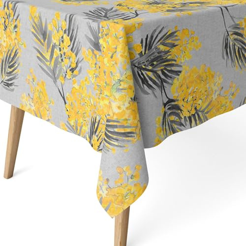 ECOMMERC3 Nappe Anti-Taches pour Table rectangulaire Taille 100 x 140 cm - Nappe Anti-Taches au Toucher Extra Douce et imperméable, Couleur Grise, Mimosa Gris