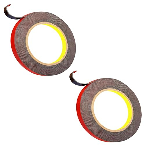 Hergestellt mit PT1100 viskoelastisches Acrylat Plus Schaumklebeband doppelseitiges Profi-Klebeband Schwarz Metall und lackierte Oberflächen Extra starke Band (7.5 mm x 5 meter_ 2 Rolle)