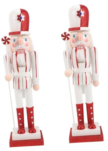 PRETYZOOM Lot De 2 Figurines De Noël en Bois Casse-Noisette Décoration De Table Style Soldat Traditionnel en Noyer