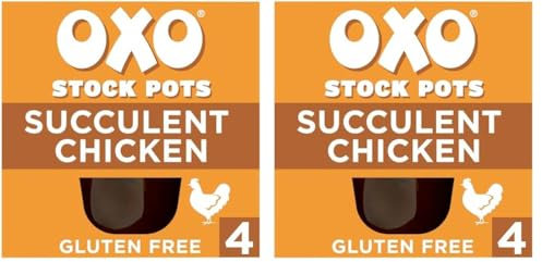 OXO Stock Pots Succulent Chicken With Garlic & Thyme With Real Meat Juices, 4 x 20 g (80 g) (Pack of 2)