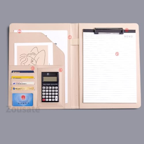 Tissting Carpeta portapapeles de cuero A4, Estuche de documentos elegante con cubierta multifuncional, Organizador de viaje, 33.4 x 24.8 cm, Cuero PU, Portafolio para negocios, escuela, oficina