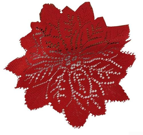 Hasaller Tischset 30 cm Deckchen Stoff Spitze Häkeldeckchen Platzsets für Küche Runde handgefertigte Baumwolle Tischsets Rot Gestrickte Spitze Tischset Tischmatten für Glasschale Geschirr Esstisch