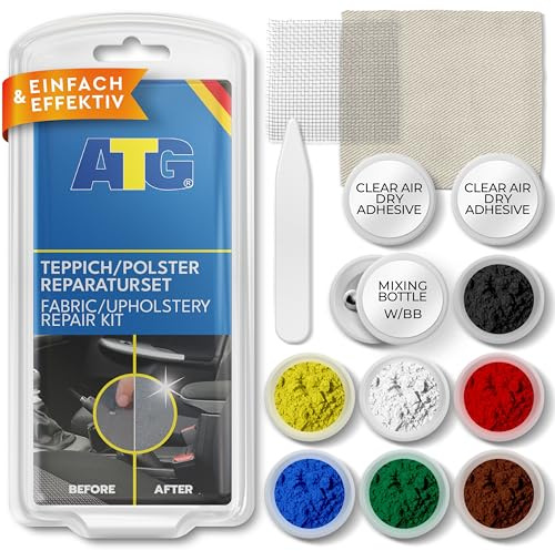 ATG Autositz Reparatur Set Stoff – Brandloch Reparaturset Auto für Brandlöcher & Risse, Reparieren und Flicken von Sitzstoffen, Polster Reparaturset für Auto, Sofa & Teppich