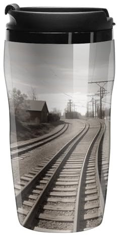 Stanley-Kaffeetasse mit Deckel, 340 ml, Kunststoffbecher, versiegelter Trinkdeckel, Wasserbecher, Teetasse, Zugbahn, bedruckte Tassen, passt in Auto-Becherhalter