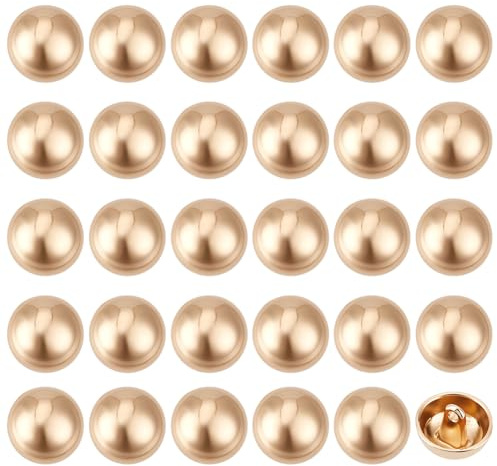 MAYJOYDIY 30 botones dorados con un agujero para coser, botones de remaches, botones de seta de aleación de zinc, abrigos, decoración de ropa, para camisas, cárdigans, costura, manualidades
