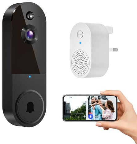 BoldHero 1080p Smart Video Doorbell Camera Wireless, AI Human Detection and Instant Alerts, 2-Way Talk, Night Vision, Cloud Storage, Battery Powered, 2.4G Wi-Fi (Black)