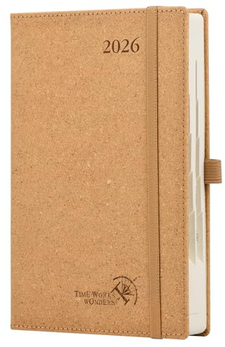 POPRUN Kalender 2026 Tagesplaner Hardcover 21,5 x 14,5 cm, Hergestellt aus Erneuerbaren und Umweltfreundlichen Materialien - Tageskalender A5 1 Tag 1 Seite mit Recyceltes Papier - Wüstenbraun