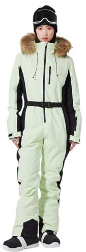 Generisch Jumpsuit Damen Elegant Sommer Hosenanzug Outdoor, Winddicht, warm, Skianzug, Doppel-Skianzug Jumpsuit Kurz Weiß Damen (Light Green, S)