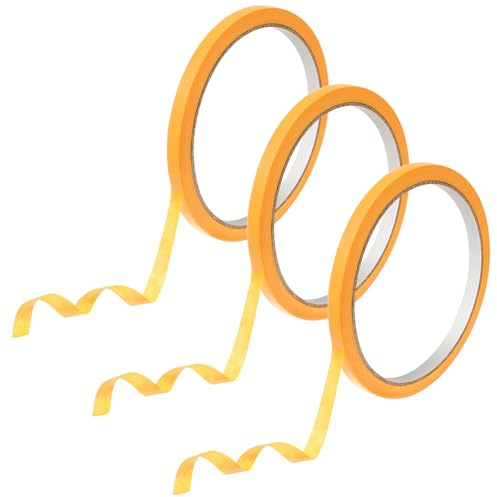 3 rollos de cinta adhesiva de pintor Fineline Cinta adhesiva amarilla Cinta adhesiva Painters Tape Cinta adhesiva para pintar el coche, cinta de líneas finas para contornos, cinta de barnizado para
