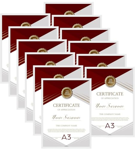 Giftgarden 12er Set Bilderrahmen A3 Weiß - Fotorahmen 29,7x42 cm | Schlichte rahmen aus PVC, Wanddekoration für Wohnzimmer, Schlafzimmer, Büro