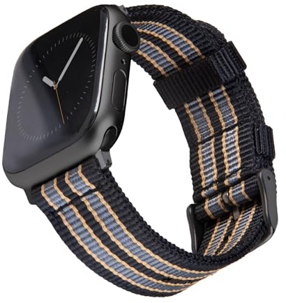 Archer Watch Straps - Premium Nylon Straps for Apple Watch (Black/Gray/Gold, Black, 44/45/46/49mm)