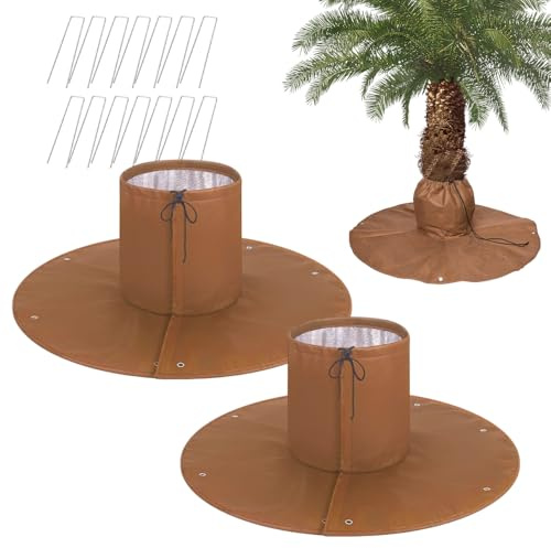 Pengrity 2 Stück Palmen Winterschutz Wurzel, Olivenbaum Winterschutz Draußen für Pflanzen und Bäume bis 30cm Durchmesser, Wurzelschutz Winter, Palmenwurzelschutz Doppelte Isolierung Ø 100cm Braun