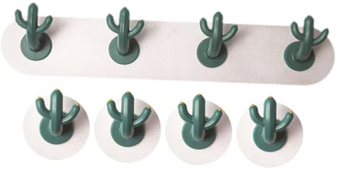 PartyKindom Ganci Adesivi senza Punzonatura a Forma di Cactus, Appendiabiti da Parete Decorativi Moderni per Casa e Ufficio, Set 2 Confezioni da 4 Pezzi per Ingresso, Cucina e Camera da Letto