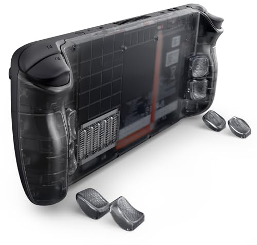 eXtremeRate Cover Posteriore Tasti Intercambiabili per Steam Deck LCD/OLED,Grip Pulsanti Ergonomici L4L5 R4R5 con 2 Altezze e Forme,Accessori Ricambio per Steam Deck Console,Trasparente Nero