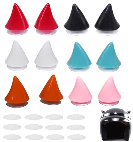 12 pezzi moto casco corna corna in gomma accessori corno casco moto caschi moto caschi fuoristrada decorazione (nero, rosso, rosa, azzurro, bianco, arancione)