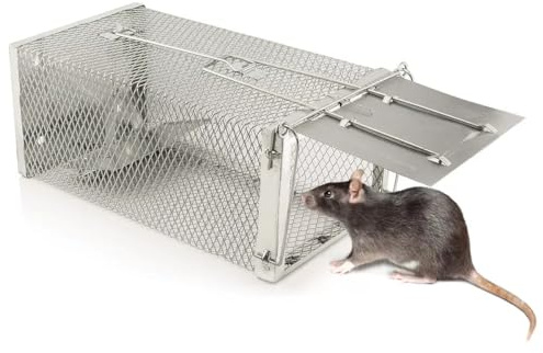 Lebendfalle Maus, Mausefalle Lebend mit Köderfixierung, Rattenfalle Lebend für Mäuse Siebenschläfer - Maus Lebendfalle Käfig Einfach Einzurichten - Mehrweg für Innen & Aussen (1)