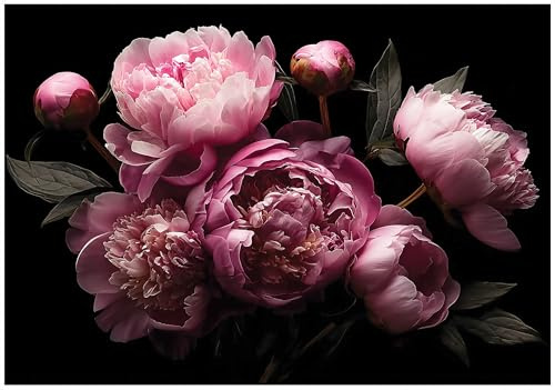 WallArena Papier peint photo intissé, pivoines, 400x280cm | Papier peint intissé de haute qualité, pour salon et chambre, revêtement mural, papier peint effet 3D - colle incluse.