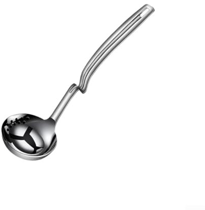 Cuchara de filtro de aceite de acero inoxidable 304 con agujero para colgar en la pared, cabeza de cuchara profunda con malla fina para un desnatado eficiente de aceite, mango largo resistente al