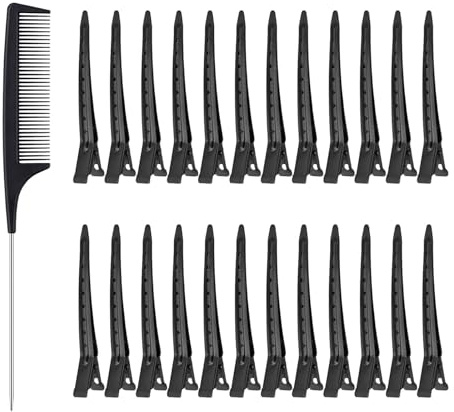 24 Stück Alligator Haarclips, Haarclips Haarspange Combi, Robuste und Langlebige Haarklammern für Friseure, Metal Alligator Hair Clips, Wiederverwendbar, für Locken und Frisuren