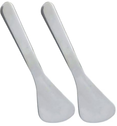 DECHOUS 2pezzi Spatola per Trucco in Inossidabile Mini Spatola Cosmetica per Cura per Crema Applicatore Cucchiaio per Trucco Bastoncino per Massaggio Oculare Massaggiatore per Occhi