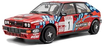 Solido Lancia Delta HF Integrale #1 – Legendäres Rallye-Fahrzeug, Startnummer, Streifengrafik, Doppelrundscheinwerfer, Diecast Modellauto, Rot, 1:18