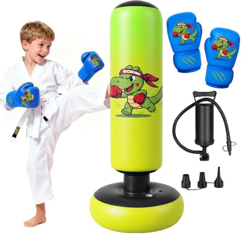 Sac de Frappe Enfant Ninonly 130cm Sac de Boxe Enfant avec Gants et Pompe pour GarçOns et Filles Set de Boxe pour Bureau Gym