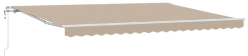 WRJENFSC Tenda da sole elettrica con braccio articolato, beige, 450 x 300 cm, tenda motorizzata con manovella, montaggio a parete, soluzione ombreggiante per terrazza, balcone e giardino