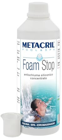 Metacril Foam Stop + Dosatore Graduato, Antischiuma Siliconico Super-Concentrato, Ideale per Piscina e Idromassaggio - 500 ML