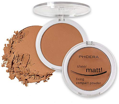 AQUAPURITY PHOERA Sheer Matte Compact Powder - Fixing Makeup Base Fixer Setting Powder Foundation Fix - Long Lasting Make Up Fixer - Skin Vitamin E Beauty Blender (206 TAN)