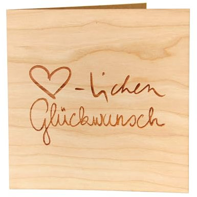 Original Holzgrusskarte - Geburtstagskarte für besondere Glückwünsche zum Geburtstag aus Kirschholz - Geburtstagsbillet, Glückwunschkarte, Postkarte, Geschenkkarte (-lichen Glückwunsch)