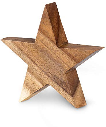 levandeo Stern Holzstern Akazie 12cm Akazienholz Braun Natur Dekoration Tischdeko Holzdeko Unikat