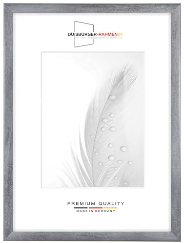 DR24 Marco de fotos de 13 x 19 cm (gris limpiado), marco de madera de densidad media de 35 mm de ancho, incluye cristal sintético antirreflectante, pared trasera estable, pasadores de flexión y
