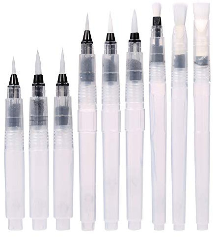 18 Stück Wasserpinsel Stifte, 2 Sets Auffüllbare Wassertankpinsel Aquarell Wasserpinsel Mit Tank, Aquarell Water Brush Pens (Leer)
