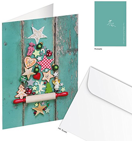 Logbuch-Verlag 20 Weihnachtskarten Klappkarten DIN A6 hochformat türkis bunt mit Kuvert - leer ohne Vorgaben - Grußkarte Weihnachten Weihnachtspost