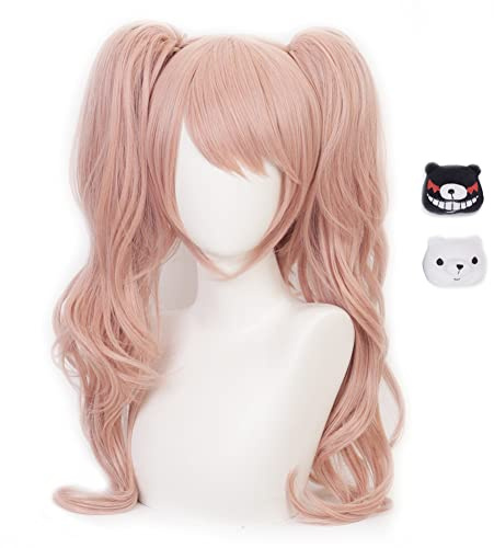 HIROAKIYA Junko Enoshima Wig, Junko Enoshima Cosplay Wig with Clip Ponytails Hair Clips Wig Cap for Danganronpa Cosplay