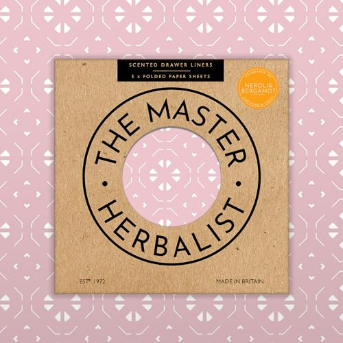 The Master Herbalist | Duftendes Schrankpapier Neroli & Bergamotte | Schubladeneinlagen | Design Helebore Pink | 5 Blatt | Gefaltet | Mit ätherischen Ölen