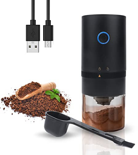 VECH Coffee Grinder, Electric Burr Coffee Grinder, Portable Coffee Bean Grinder,with Multiple Grind Settings,Rechargeable, Black
