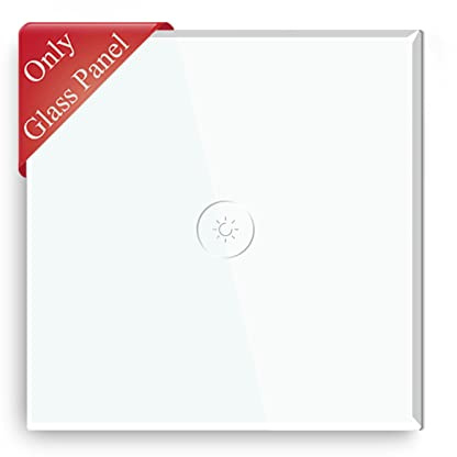 BSEED Touch Lichtschalter Kristall Glasscheibe Glaspanel für 1 Fach Dimmer Schalter Weiß 86mm