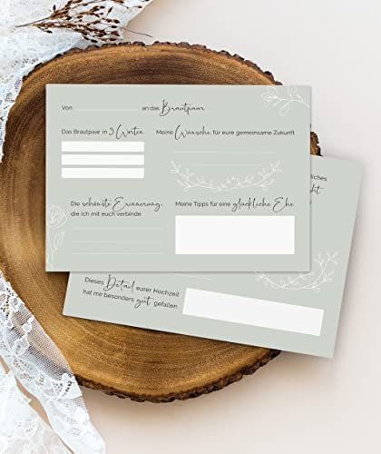 10 Gästebuch-Karten für die Hochzeit in DIN A6 | DIY-Gästebuch | kreative Fragekarten | Hochzeitsgeschenk | Greenery Hochzeit | Salbei (Salbei)